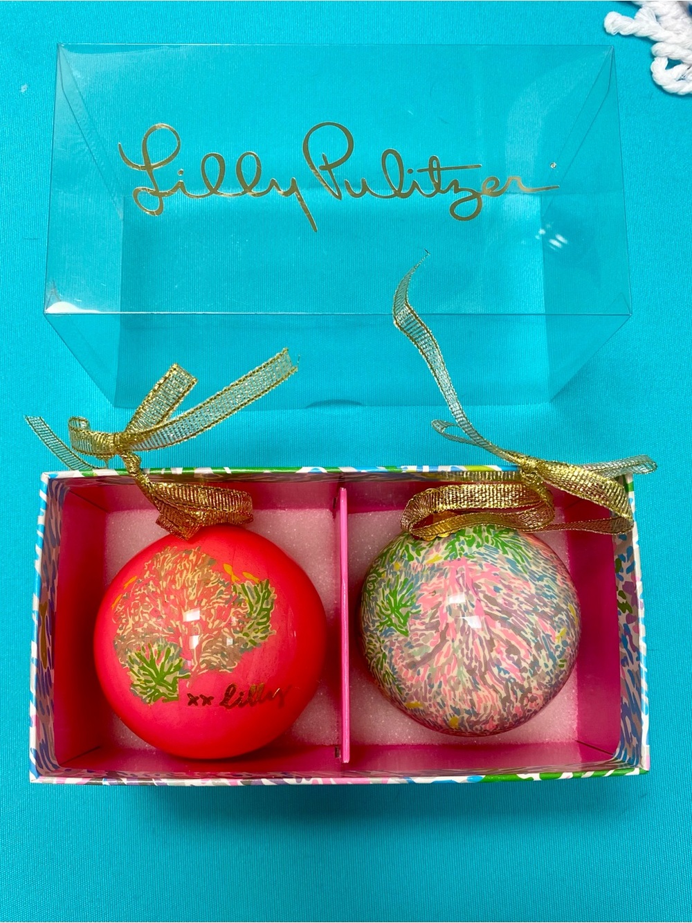 Lilly Pulitzer Coral Ornament Duo
